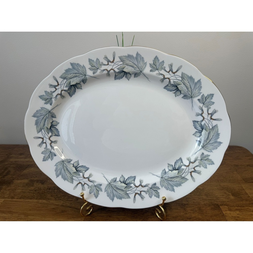 Royal Albert Silver Maple Oval Serving Platter Grapevine Vintage China Dining